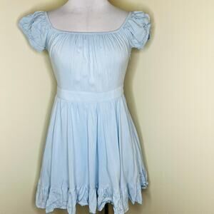 TOBI Babydoll Dress MEDIUM Blue Feminine Girly Pleated Ruffle Mini Fit & Flare